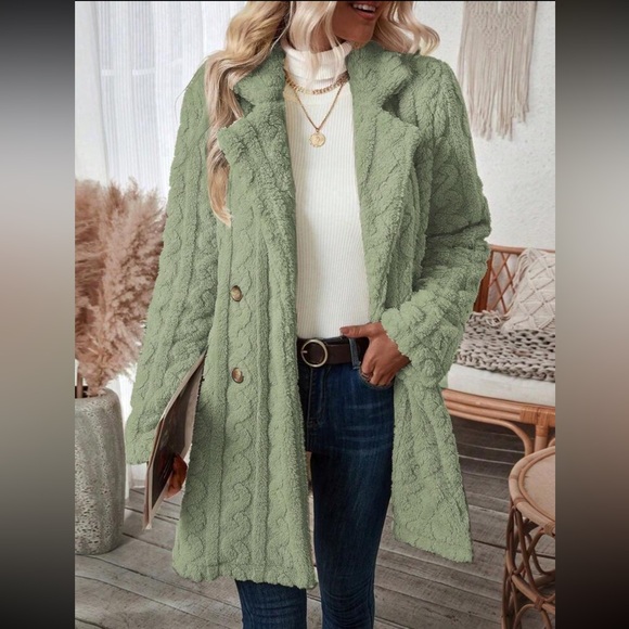 Cozy Teddy Button Pockets Oversized Jacket Coat